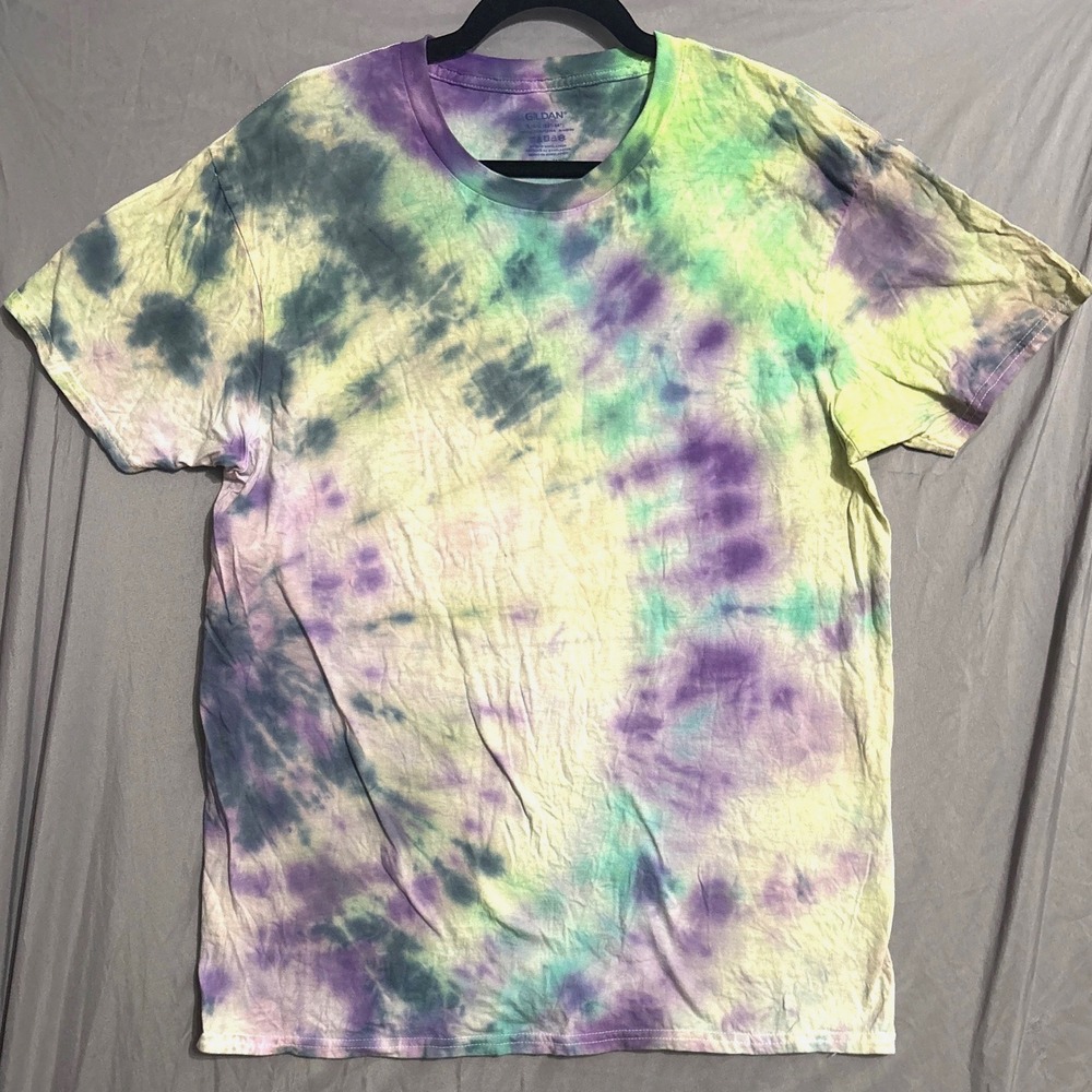 T-Shirt Large Tie Dye‎ Hippie Spiral Tee Dark Forest Fairy Goblin Whimsy Artsy